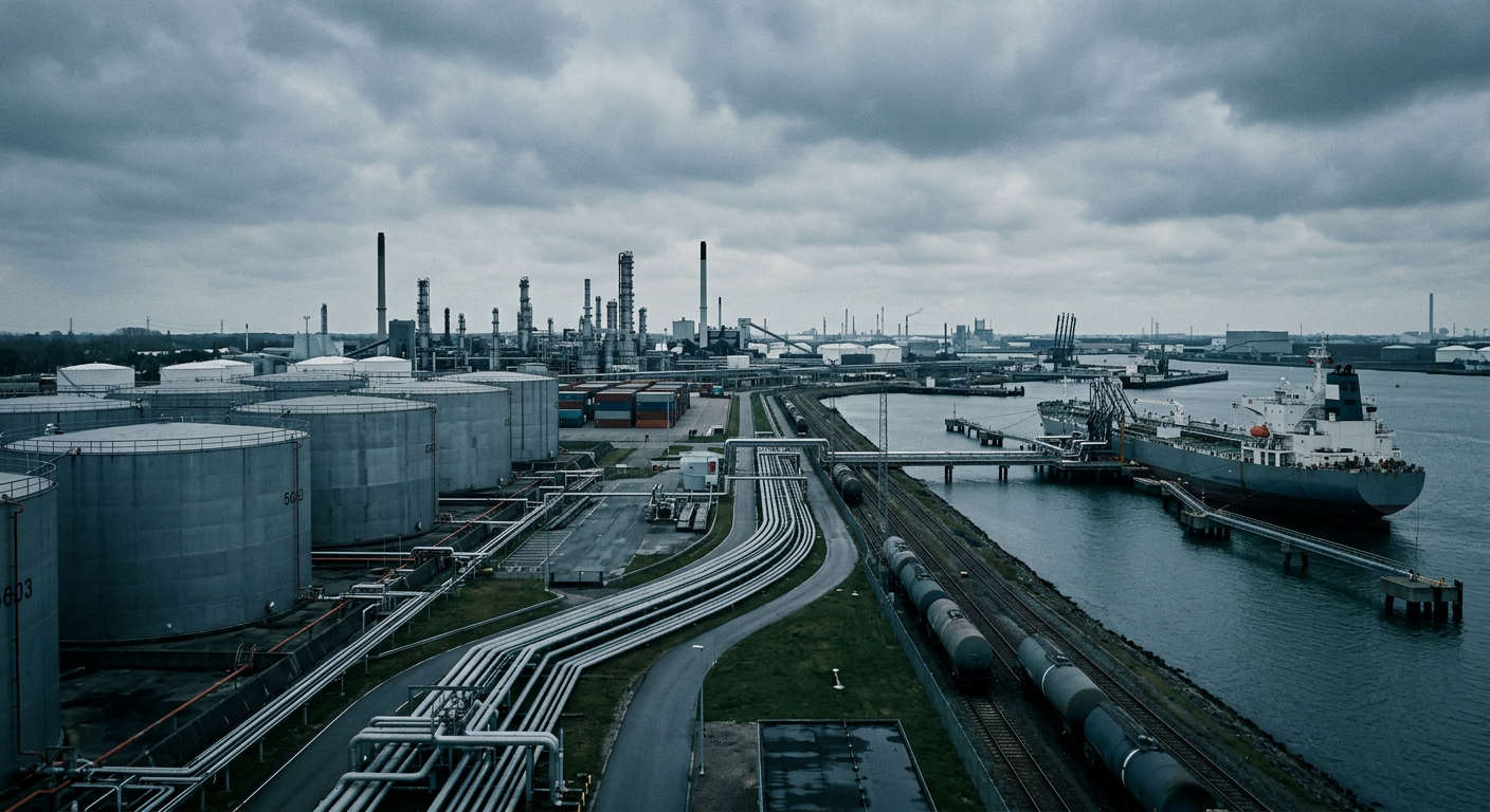 Illustrative industrial scene accompanying coverage of Alkagesta Reports 1H 2026 Operational Growth Across Crude, Jet Fuel, and Bunkering