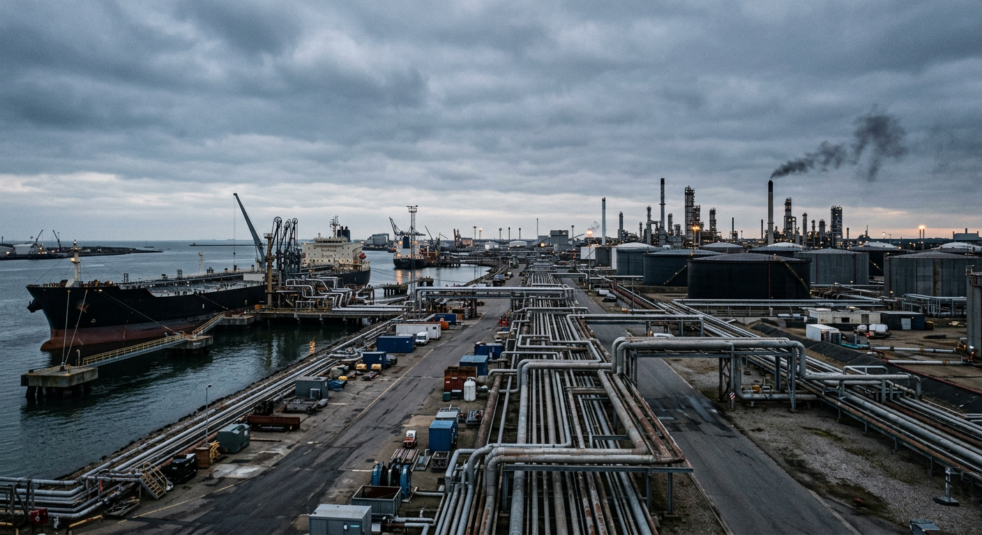 Illustrative industrial scene accompanying coverage of Alkagesta Reports 19% Volume Increase in 2025 Core Trading Operations