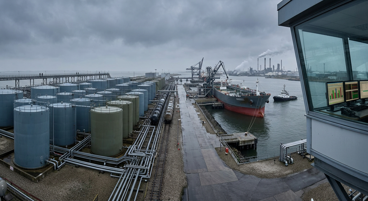 Illustrative industrial scene accompanying coverage of Dual Shipping and Waterway Bottlenecks Strain Global Fuel Oil Supply
